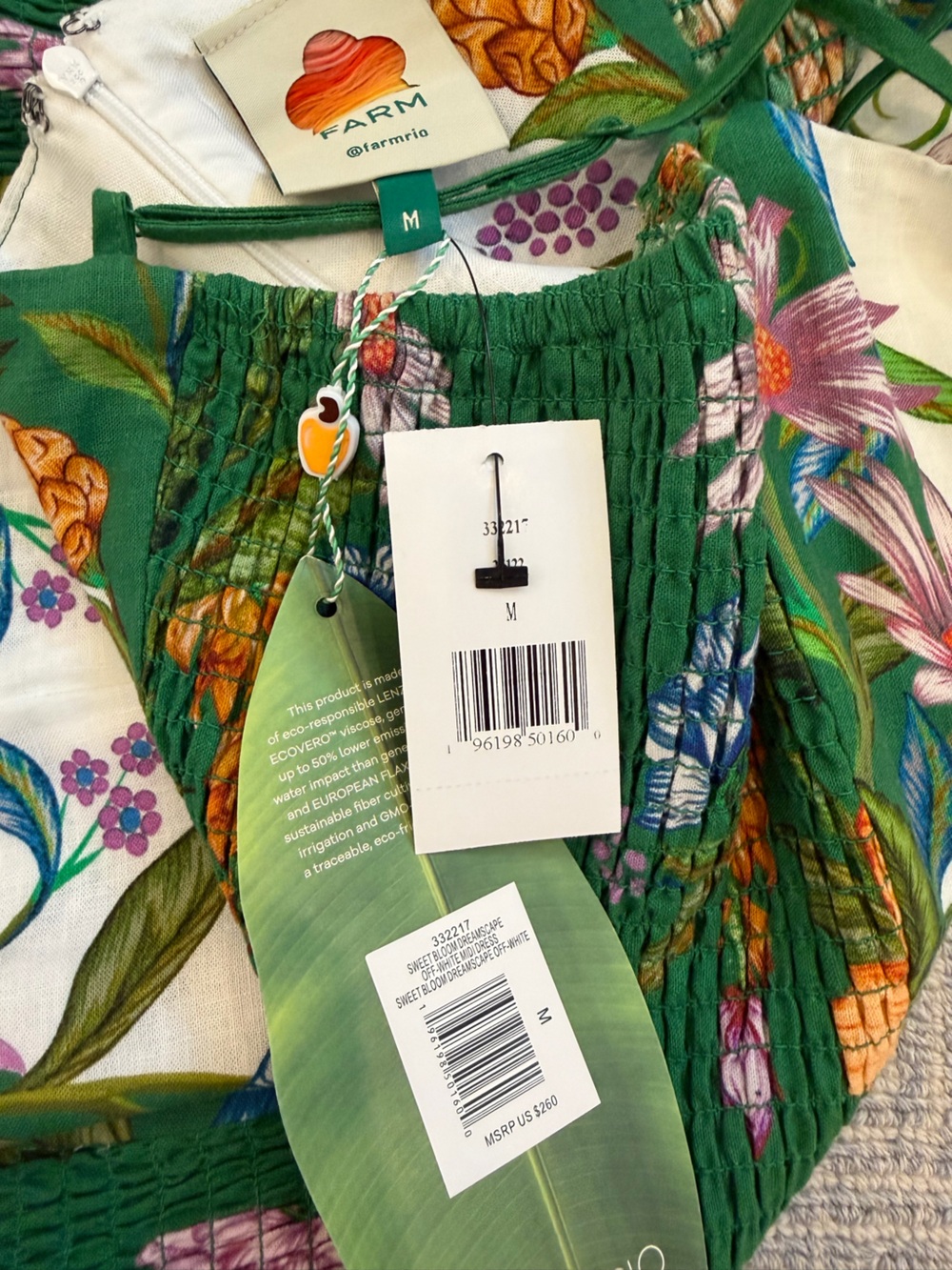 Farm Rio Sweetbloom Dreamscape Midi Dress!  💚🧡 - Picture 2 of 5